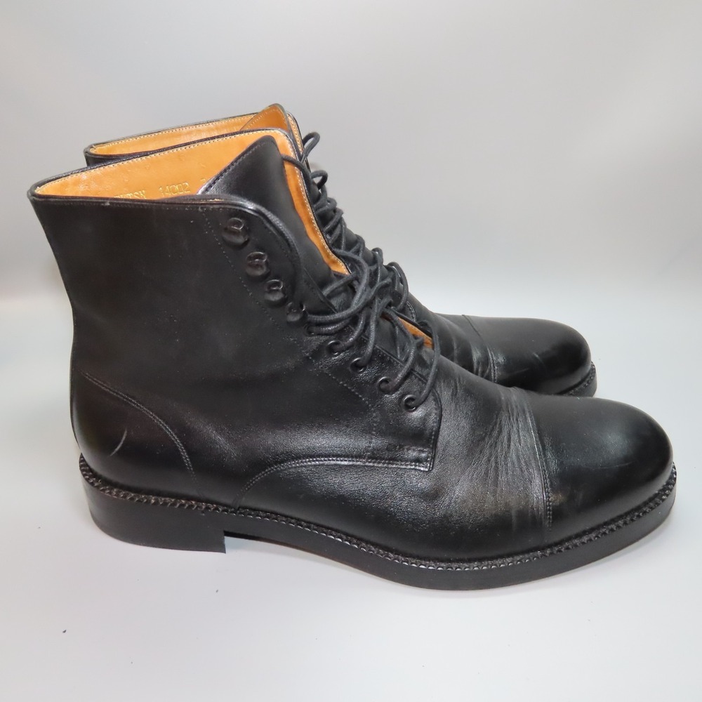 Men's Beckett Simonon Boots Black‎ Leather Lorenzo Dress Cap Toe Lace Up 10.5